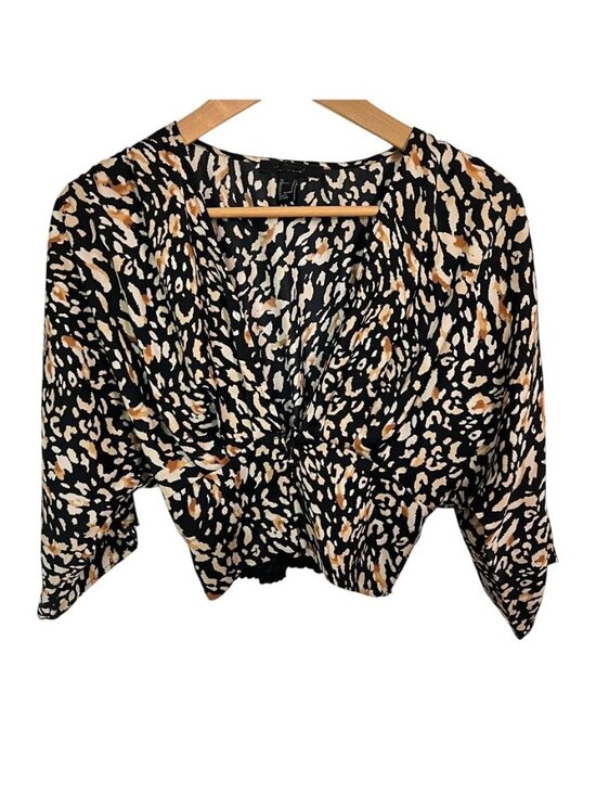 Unbranded Tops - Boho Chic Satiny Abstract Animal Print Flared Sleeves Smocked Womens S Going Out